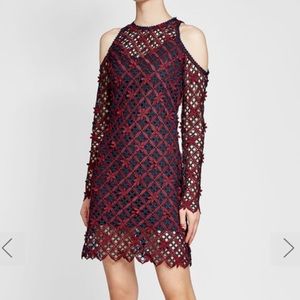Self Portrait Cold Shoulder Guipure Lace Dress